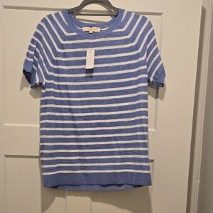 Loft Blue and White Striped Womens SWEATER